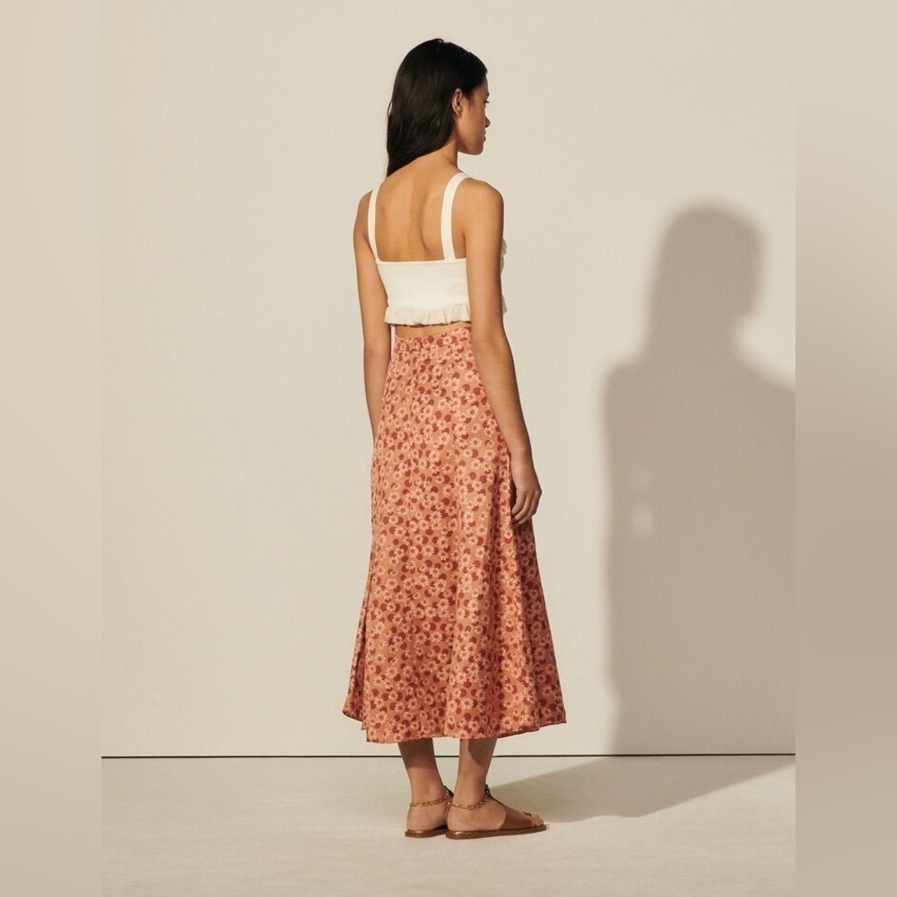 SANDRO Pascaline Floral-Print Skirt - Neutrals US Size 4 - Picture 3 of 15